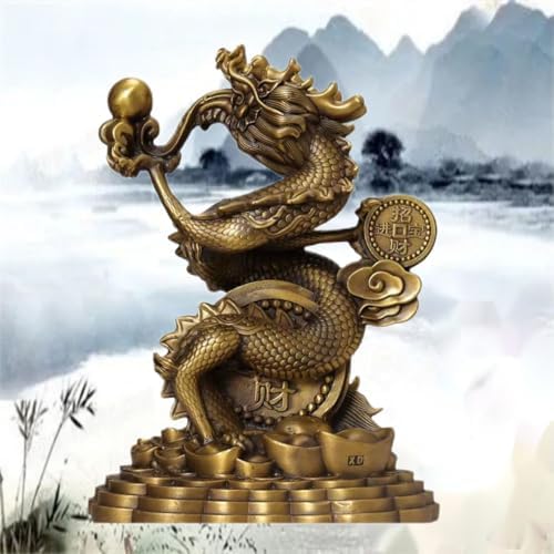 Ecqizer Wealth Dragon Feng Shui Decor Statue 1