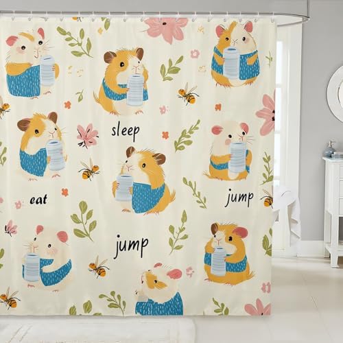 Feelyou Guinea Pig Shower Curtain Set 72x72 Beige