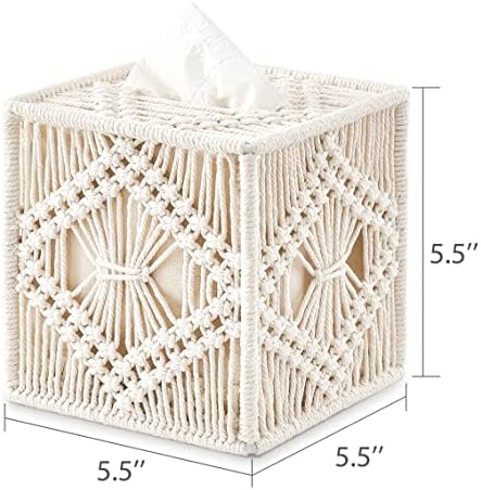 Mkono Boho Macrame Tissue Box Holder