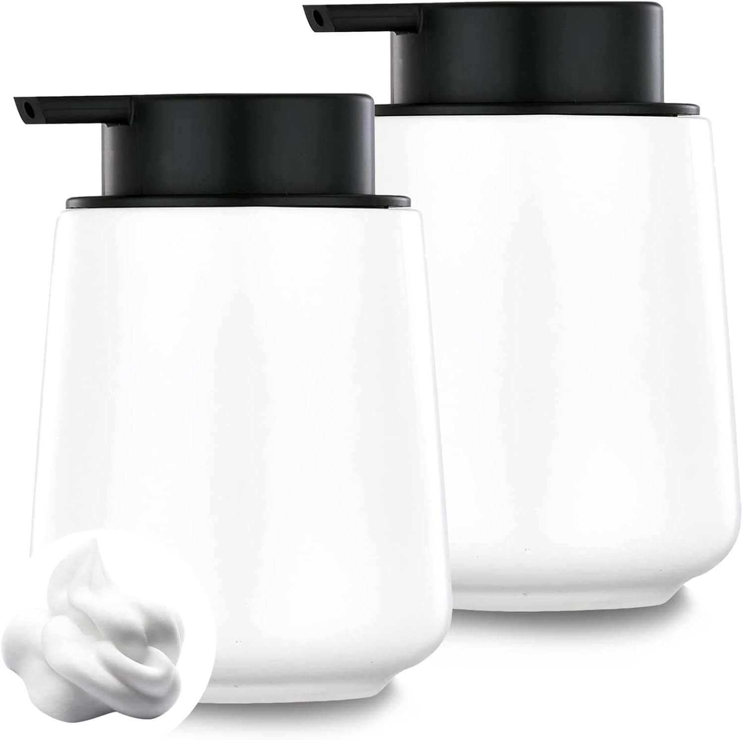 Eyrozia 12Oz White Ceramic Foam Soap Dispenser Set