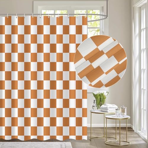 Tititex Aesthetic Checkerboard Shower Curtain Set 71x71 Inch with 12 Hooks
