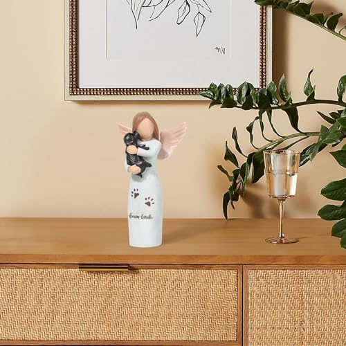 Yuideary Dog Memorial Gift - Angel Girl with Black Dog Figurine