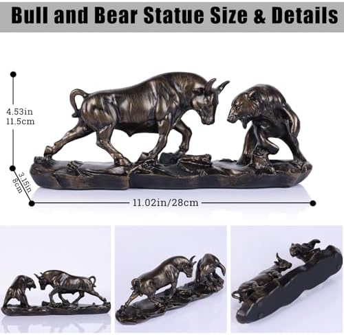 Wall Street Bull and Bear Statue in Brown