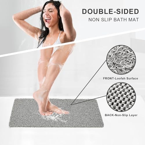 Rzoysia Non-Slip Bath Mat 06 Thick Grey 16x24