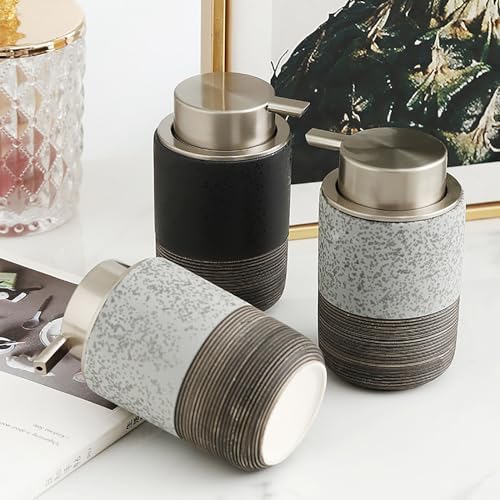 Ceramic Hand Soap Dispenser Refillable Foaming Pump Black