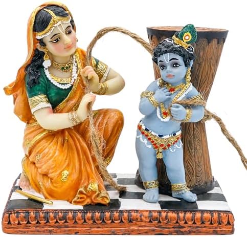 Maa Yashoda Binding Krishna Murti Statue - 51 Hand Painted Polystone