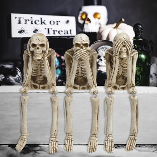 Newman House Studio No-Evil Skeleton Statues Set of 3