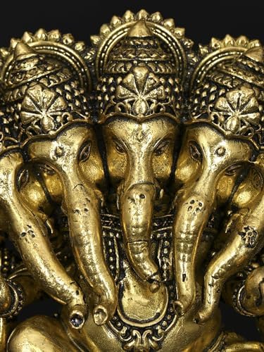 Small Panchamukhi Ganesha Brass Statue Home Office Decor