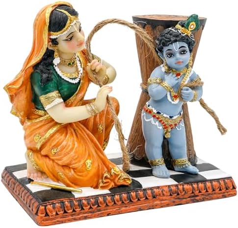 Maa Yashoda Binding Krishna Murti Statue - 51 Hand Painted Polystone