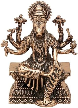 Small Superfine Eight Armed Goddess Varahi Brass Statue