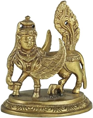 Kamadhenu Cow Calf Brass Statue 3 Inch