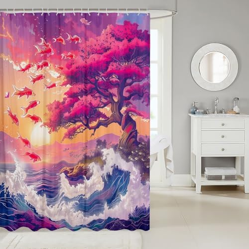 Koi Fish Japanese Ukiyo-E Shower Curtain Set