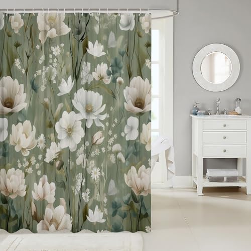 Erosebridal Tropical Floral Waterproof Shower Curtain Set 1