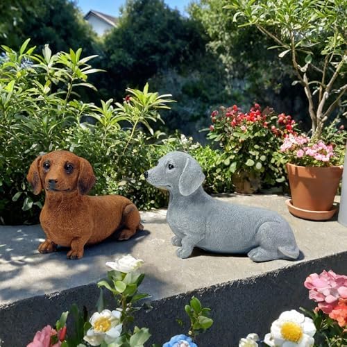 Dachshund Resin Figurine Decor - Grey