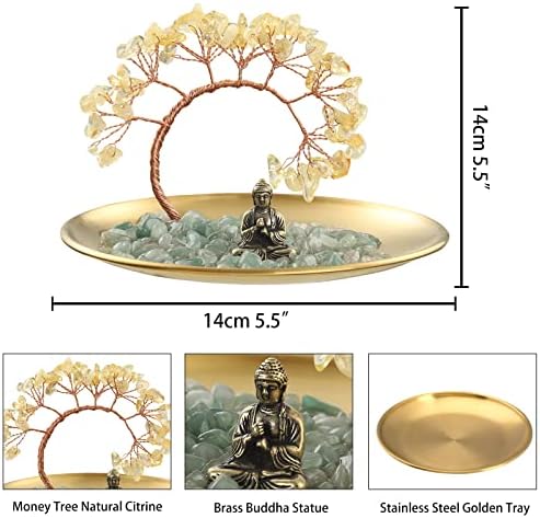 Citrine Crystal Tree Buddha Statue for Wealth and Luck