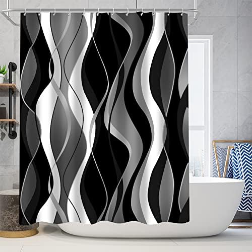 Nkzply 4 Pcs Black White Striped Bathroom Set