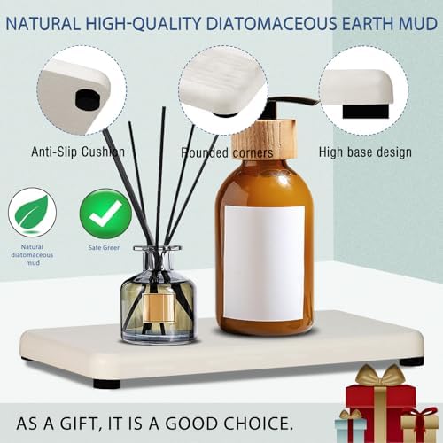 4PCS Water Absorbing Stone Tray for Bathroom and Kitchen