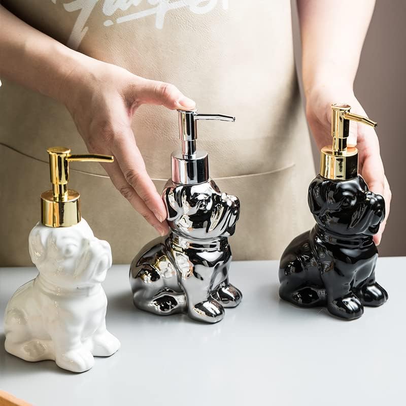 Black Dog Shape Ceramic Soap Dispenser with Pump