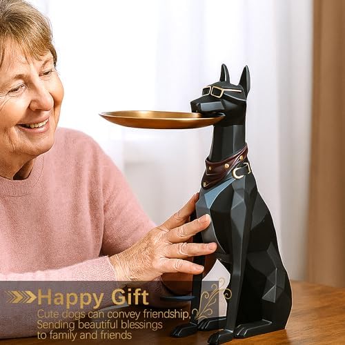 Large Modern Standing Dog Statue with End Table Tray
