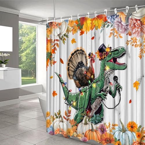 Funny Fall Bathroom Shower Curtain Set with Hooks