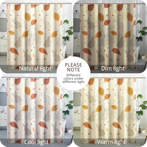 Fall Cartoon Rabbit Shower Curtain Set with Hooks 1