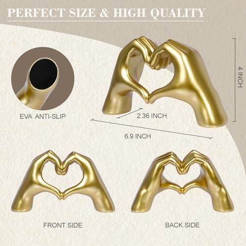 Heart Hands Sculpture Gold Resin Decor
