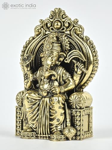 Small Superfine Brass Ganesha Statue Lalbaugcha Raja Pooja Idol