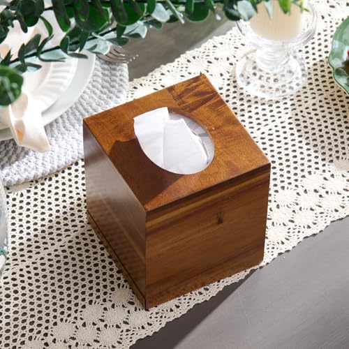 YANGQIHOME Acacia Wood Tissue Box Cover
