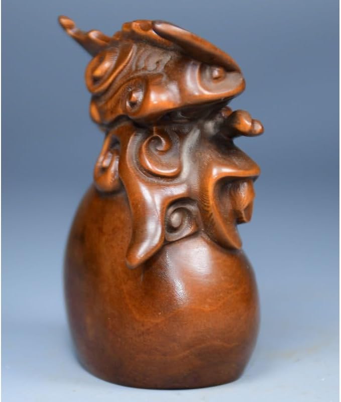 Handcrafted Boxwood Bat Money Drawing Statue