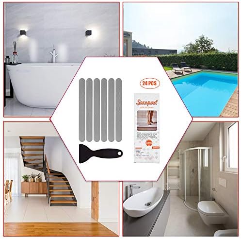 Non-Slip Bathtub Stickers 24 PCS Gray Safety Treads