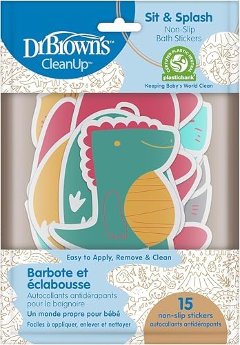 Dr Browns CleanUp Sit Splash Non-Slip Bath Stickers Dinosaur Theme 6m