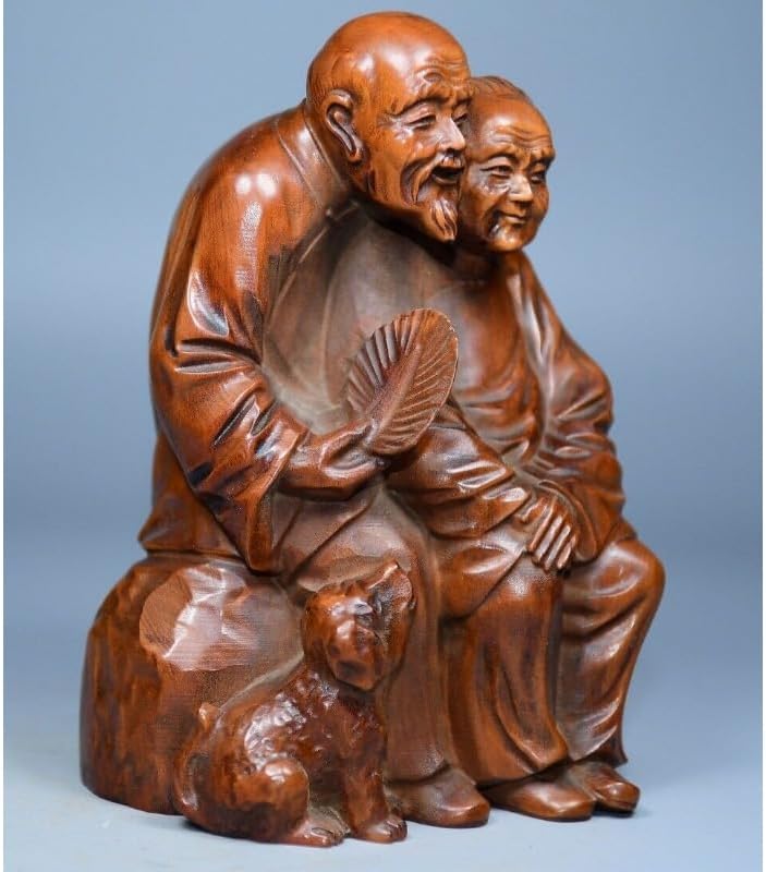 Boxwood Meditating Woman Statue Handcrafted Decor