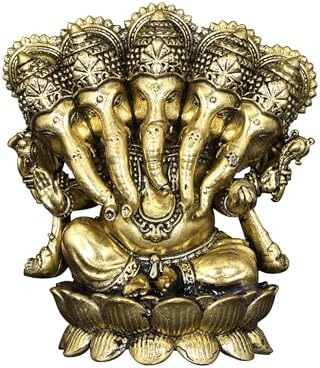 Small Panchamukhi Ganesha Brass Statue Home Office Decor
