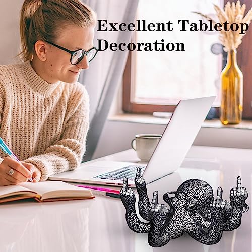 Kudriod Octopus Statue Black Resin Home Office Decor