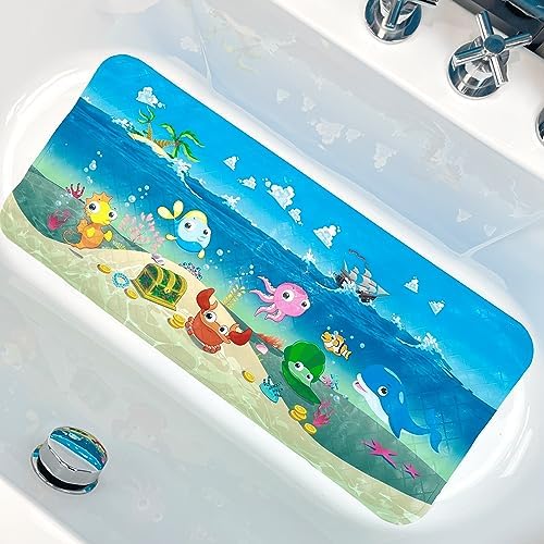 AZONEIN Cartoon Tub Mat - Non Slip Fun Safe for Kids