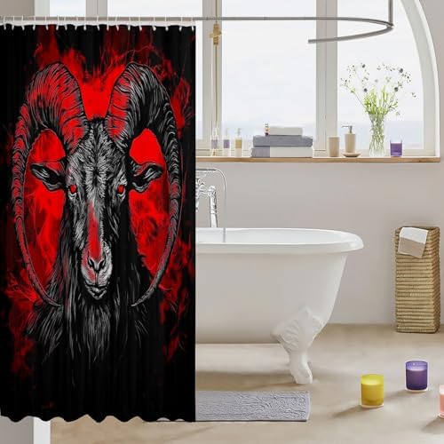 Jejeloiu Goat Head Bath Curtain Set 84 L x 72 W
