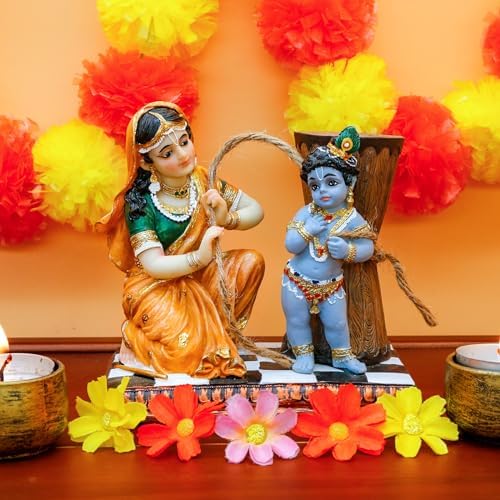 Maa Yashoda Binding Krishna Murti Statue - 51 Hand Painted Polystone