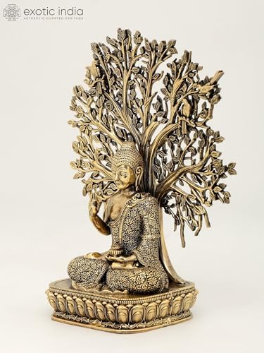 Exotic India Superfine Buddha Brass Statue - 6 Inch Zen Decor