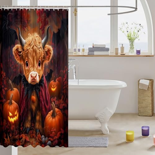 Erosebridal Halloween Pumpkin Shower Curtain Set 72x72