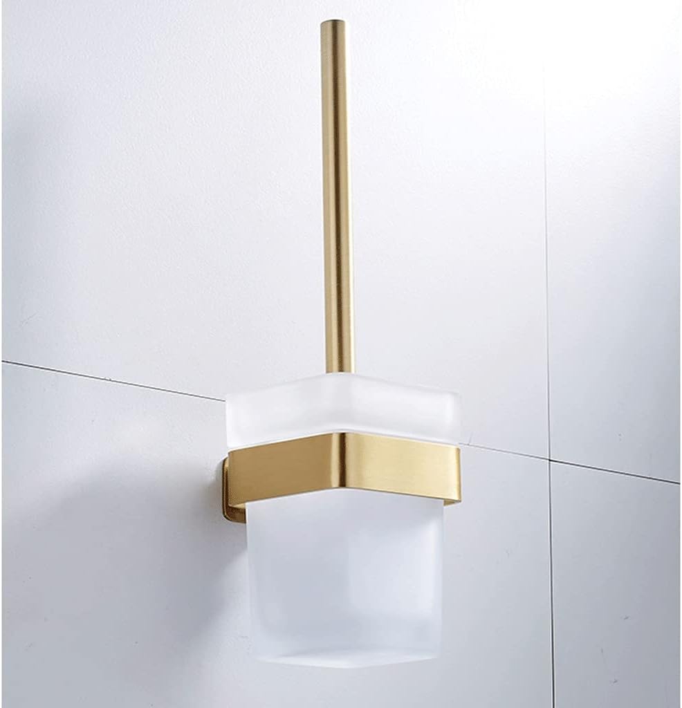 Gold Toilet Brush Holder Set with Aluminum Frame