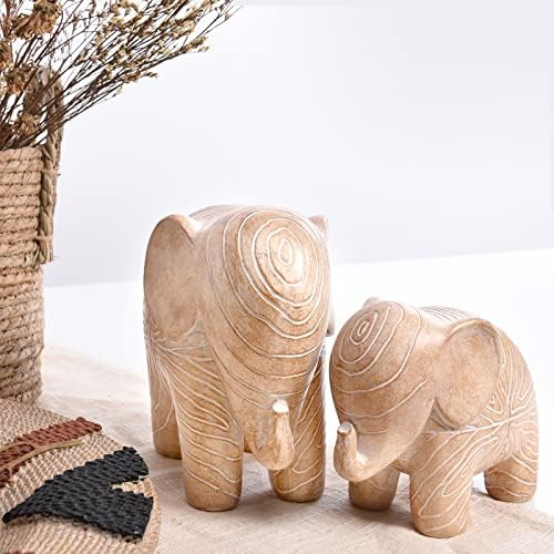Kakizzy Elephant Statue African Wood Decor Boho Style