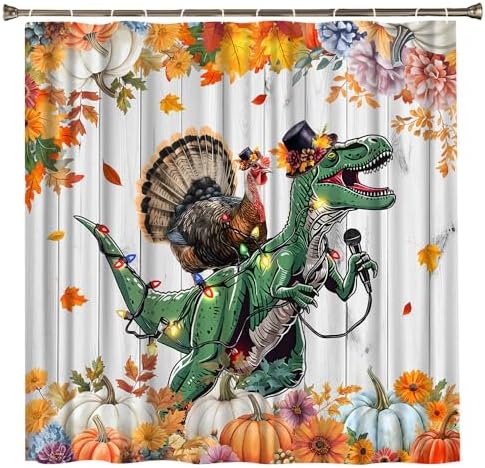 Funny Fall Bathroom Shower Curtain Set with Hooks