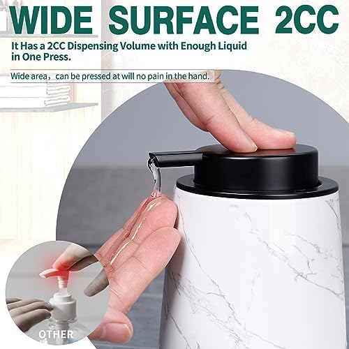 Bosilunlife Ceramic Soap Dispenser - 12Oz Refillable Bathroom Kitchen Pump Holder