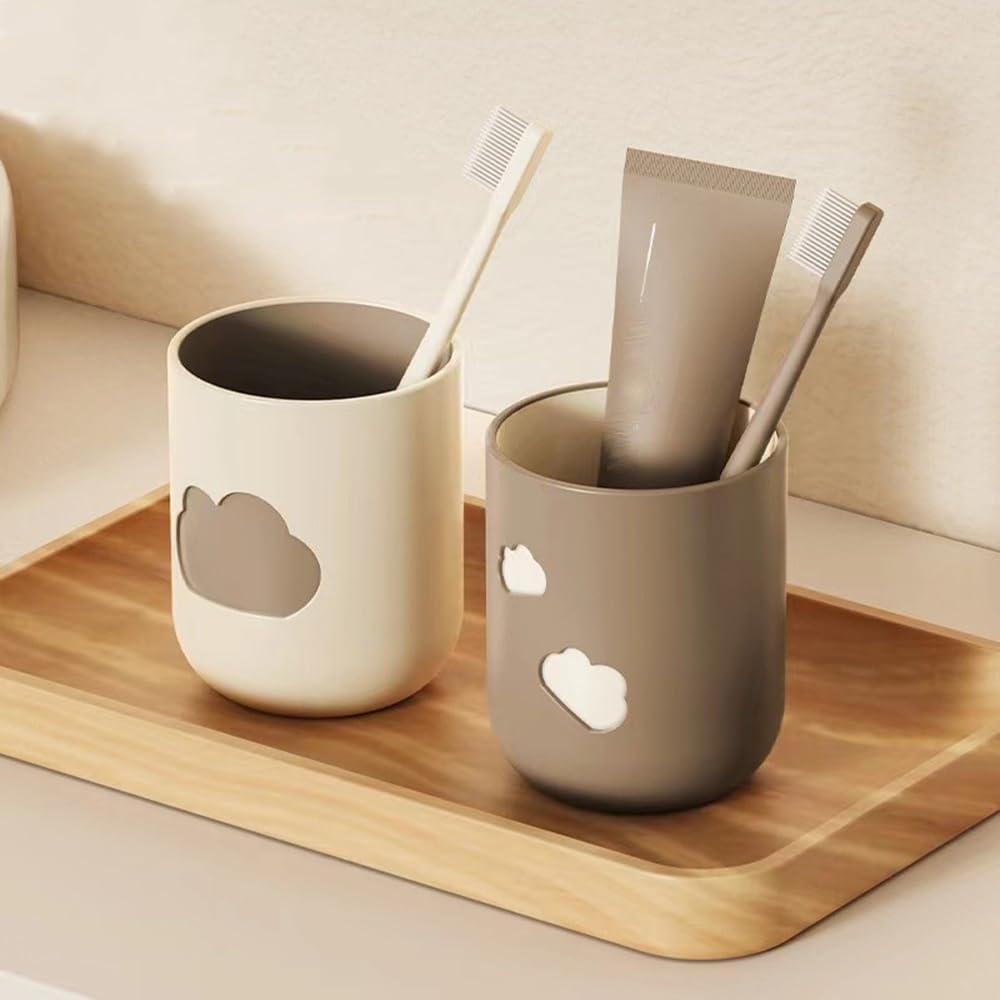 RabyLeo Simple Cloud Mouthwash Cup Beige Brown