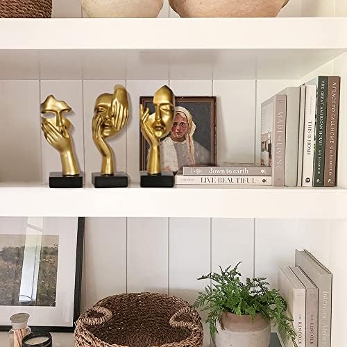 3 Piece Thinker Statue Gold Home Decor Resin Sculptures