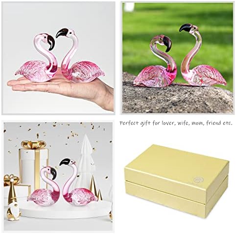 LONGWIN Handmade Flamingo Figurines 2 Pcs