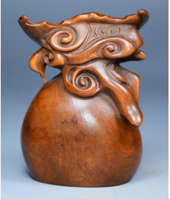 Handcrafted Boxwood Bat Money Drawing Statue