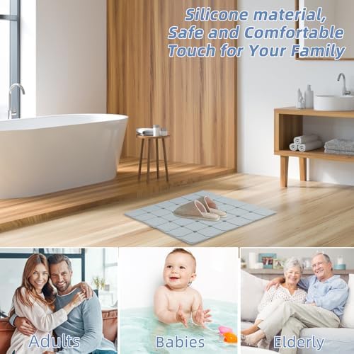 MeimeiDe Silicone Shower Mat 21x21 Non-Slip Bath Mat with Suction Cups