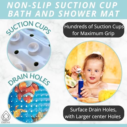 ENKOSI Toddler Non Slip Bath Mat with Suction Cups