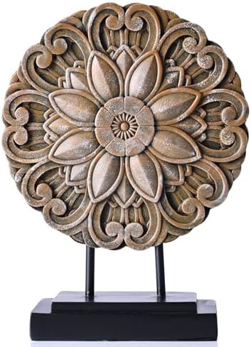 Elegant Brown Wood Round Statue for Home Decor